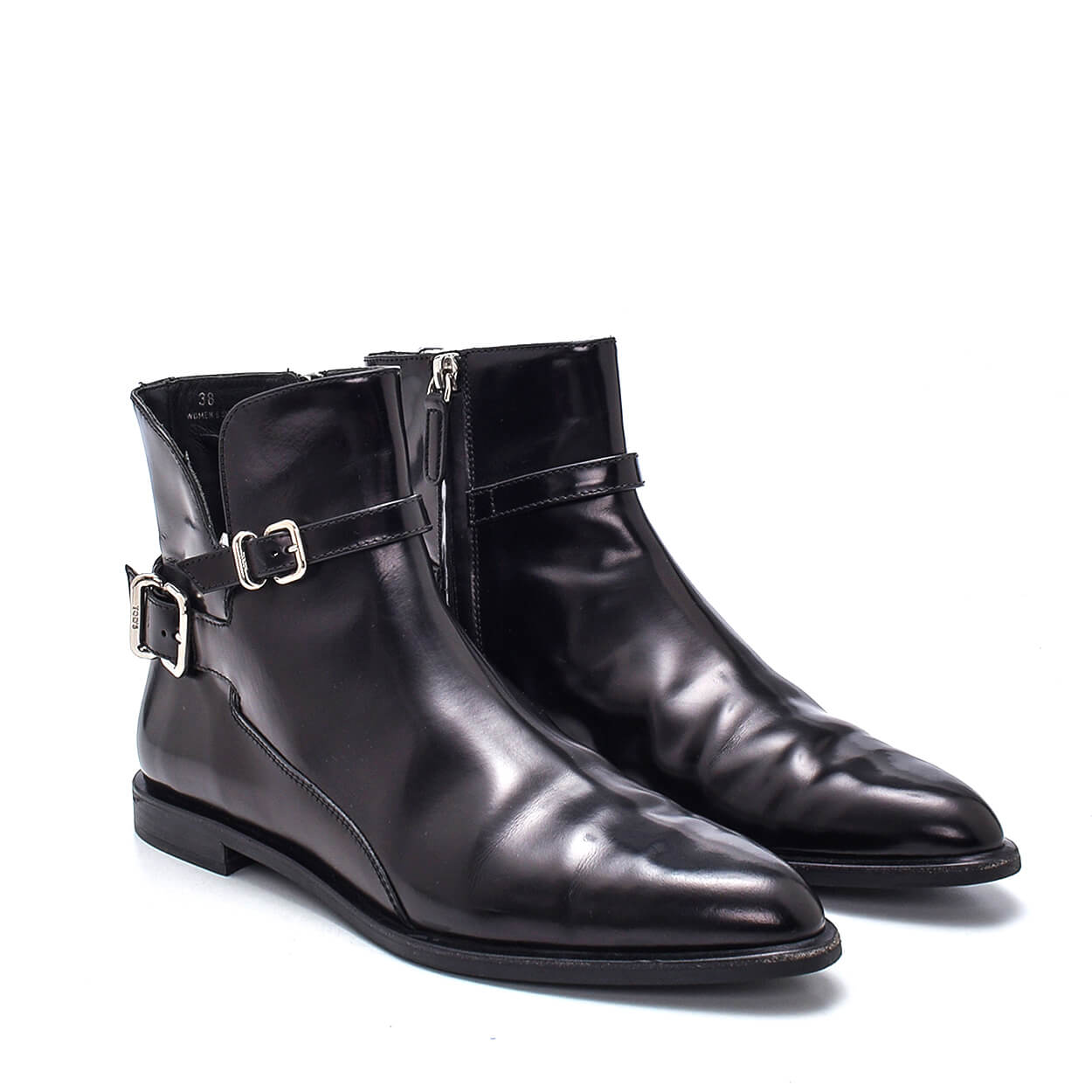 Tod's - Black Leather Double Buckle Ankle Boots